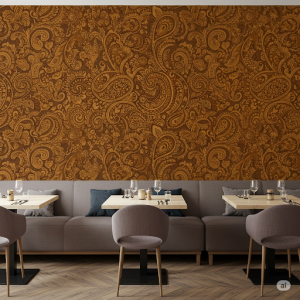 Mehndi Pattern Indian Restaurant Wallpaper Mural. Classic, dense patterns featuring paisleys.