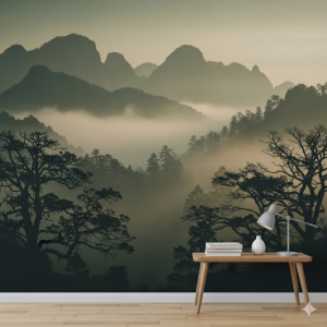 Misty Peaks and Earthy Tones Wallpaper Mural