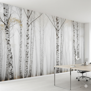 Office Ethereal Birch Grove Wallpaper