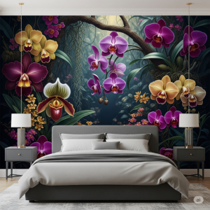 Orchid Oasis Dream Tropical Forest Wallpaper.