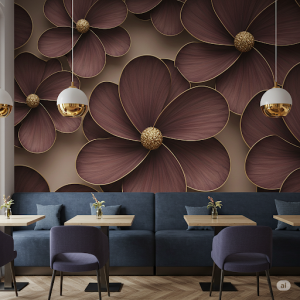 Oversized Petal Forms High-end Cafe 3d Wallpaper.