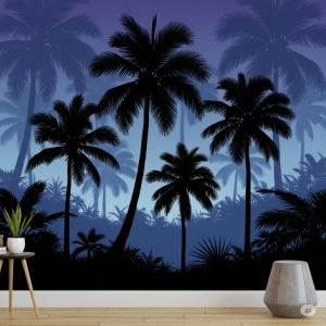 Palm Tree Silhouettes Wallpaper Mural