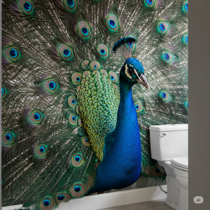 Powder room wallpaper mural