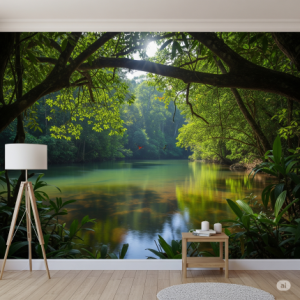 Rainforest River Journey Wallpaper Mura