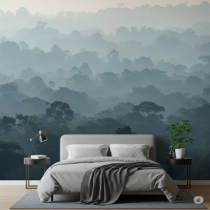 Rainforest Veil with Subtle Shadows, Bedroom Wallpaper Mural