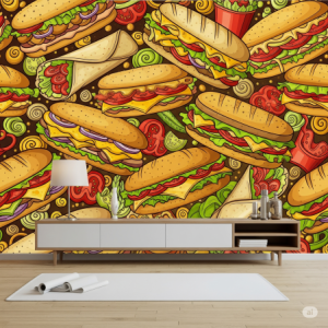 Sandwiches & Wraps Fast Food Restaurant Wallpaper Mural
