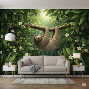 Sloth's Slow Life & Canopy Comfort Wallpaper Mural.