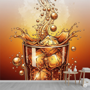 Soda Pop with Bubbles and Ice Wallpaper Mural