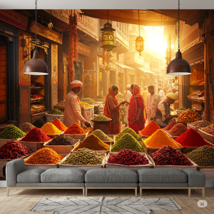 Spice Market Panorama Indian Restaurant Wallpaper Mural