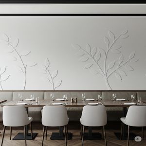 Stylized Relief Restaurant Wallpaper Mural.