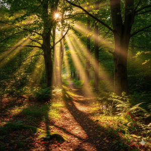 Sun-Dappled Path Living Room Wallpaper