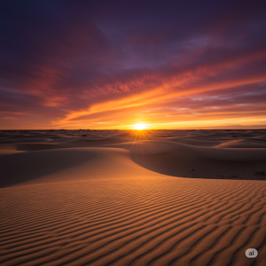 Sunset over Sand Dunes Nature Wall Art. Dramatic shadows, warm colors.