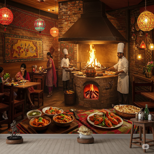Tandoori Indian restaurant wallpaper mural