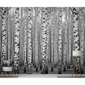 The Classic Black and White Forest Mural