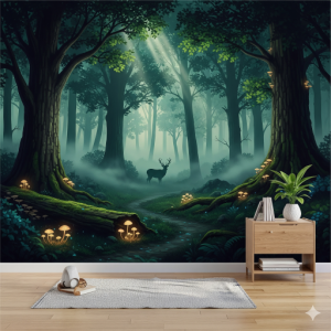 The Enchanted, Misty Forest Bedroom Wallpaper Mural