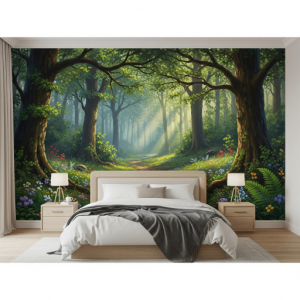 Tropical forest bedroom wallpaper mural