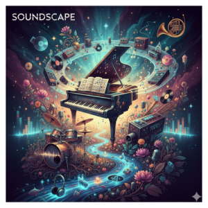 Unconventional music wallpaper mural.