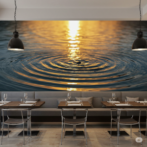 Water Ripple Effect Restaurant 3d Wallpaper Mural.