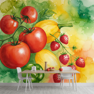 Watercolour fruits or vegetables 