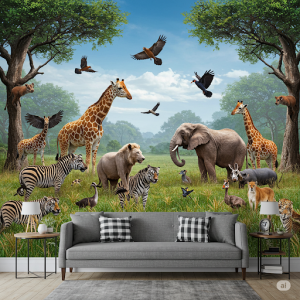 Wild & Untamed Forest Animals Wallpaper Mural. Depicting the raw beauty of nature and the animals' instincts.