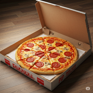 Geometric pizza slices in a box. 