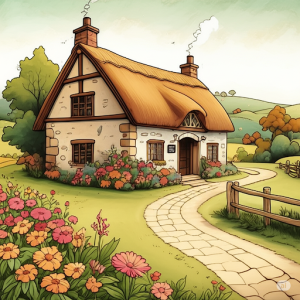 a rustic countryside cafe wallpaper mural