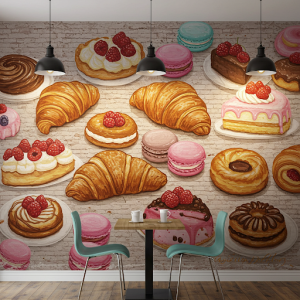 bakery mural featuring delectable pastries