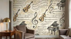 elegant sheet music patterns custom music wallpaper mural