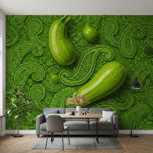 green paisley food mural