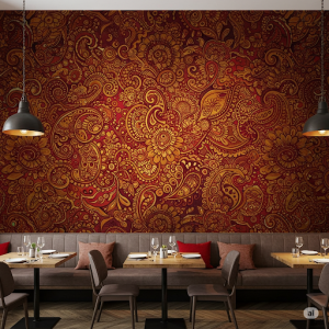 henna patterns wall mural in rich colours.
