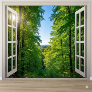 photorealistic window to the outdoors wallpaper mural