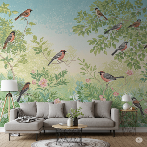 songbirds wallpaper mural evoke a sense of peace and tranquility.