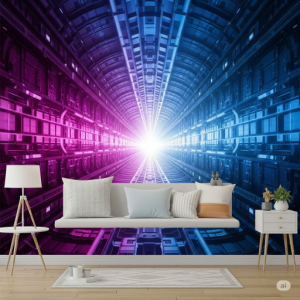 Abstract Tunnel of Light Wallpaper Mural. A receding tunnel with light at the end.