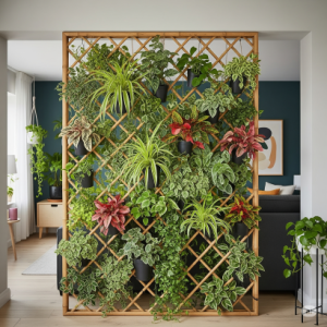 Bamboo Room Divider with Plants