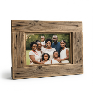 Barn wood Family Photo Custom Picture Frame. Evoking a barn aesthetic.