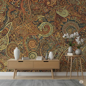 Bohemian Patterns Wallpaper Printing. Intricate ethnic-inspired mural.