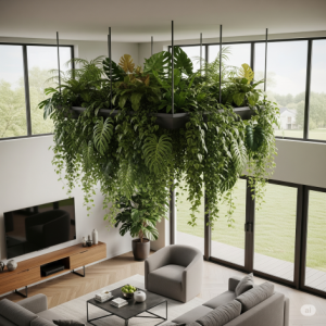 Ceiling-Mounted Cascading Plants