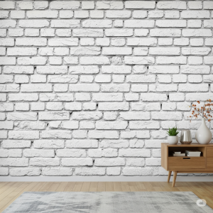 Distressed White Brick Living Room Wallpaper Mural
