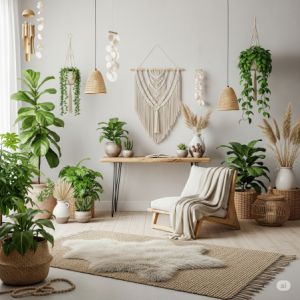 Earthy & Natural Boho Oasis Office Design