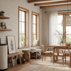 Farmhouse wallpaper interior decoration.