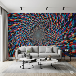 Full wall Optical Illusions Canvas Wallpaper Printing with water-based latex inks. 