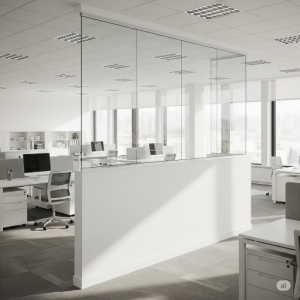Half-Height Clear Glass Office Partition Wall