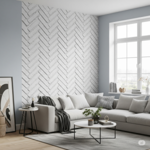 Herringbone White 3d Brick Wallpaper Mural