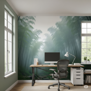 Home office Misty Bamboo Forest Mural