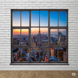 Industrial Chic Window with Cityscape.