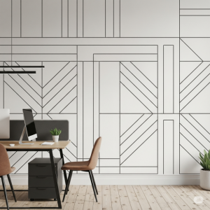 Minimalist Lines Wallpaper Printing. Simple, clean lines form a modern and sophisticated patterned office mural.