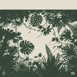 Monochromatic Jungle Silhouette Office Wallpaper Mural