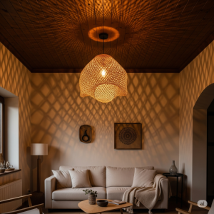 Open Weave Bamboo Lampshade Interior Décor