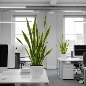 Snake Plant (Sansevieria trifasciata) office interior design.