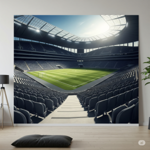 Sports Stadium (Empty) 3d Wallpaper Printing. The vast expanse of an empty stadium, giving a sense of scale.